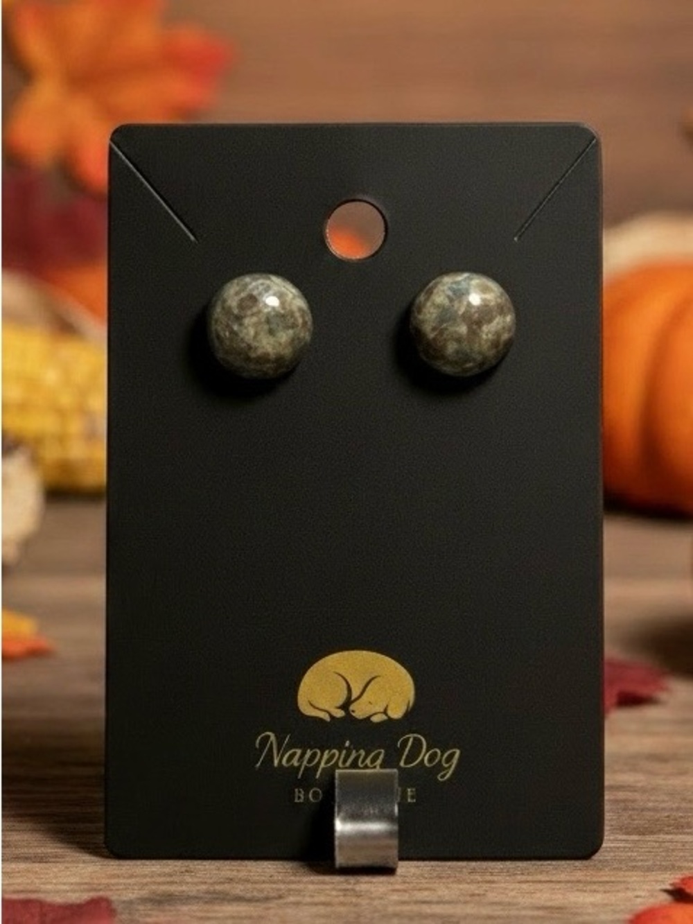 Frog Eye Jasper Round Stud Earrings – Natural Stone Earrings